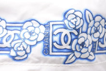 画像をギャラリービューアに読み込む, CHANEL シャネル スポーツライン ココマーク カメリア バケットハット ポリエステル ホワイト ブルー グレー M 美品 中古 47851