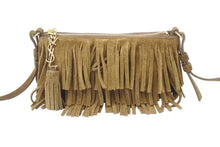 画像をギャラリービューアに読み込む, YVES SAINT LAURENT イヴ・サンローラン ショルダーバッグ フリンジ シルク スウェード ブラウン ゴールド金具 美品 中古 47977