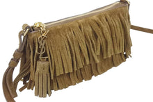 画像をギャラリービューアに読み込む, YVES SAINT LAURENT イヴ・サンローラン ショルダーバッグ フリンジ シルク スウェード ブラウン ゴールド金具 美品 中古 47977