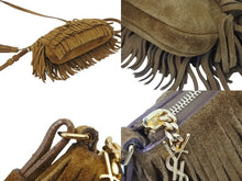 画像をギャラリービューアに読み込む, YVES SAINT LAURENT イヴ・サンローラン ショルダーバッグ フリンジ シルク スウェード ブラウン ゴールド金具 美品 中古 47977