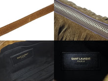 画像をギャラリービューアに読み込む, YVES SAINT LAURENT イヴ・サンローラン ショルダーバッグ フリンジ シルク スウェード ブラウン ゴールド金具 美品 中古 47977