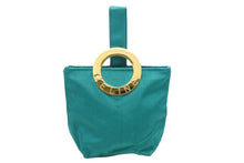 Load image into Gallery viewer, CELINE セリーヌ ミニポーチ ハンドバッグ 小物入れ サークルロゴ キャンバス GP グリーン ゴールド金具 美品 中古 47982