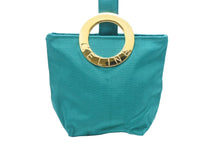 Load image into Gallery viewer, CELINE セリーヌ ミニポーチ ハンドバッグ 小物入れ サークルロゴ キャンバス GP グリーン ゴールド金具 美品 中古 47982