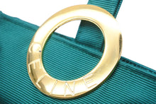 Load image into Gallery viewer, CELINE セリーヌ ミニポーチ ハンドバッグ 小物入れ サークルロゴ キャンバス GP グリーン ゴールド金具 美品 中古 47982