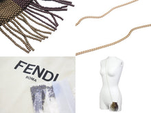 画像をギャラリービューアに読み込む, FENDI フェンディ ポーチ AirPodsケースチェーンポーチ ビーズ ブラウン グリーン ゴールド金具 美品 中古 48053