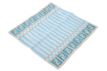 画像をギャラリービューアに読み込む, FENDI フェンディ ハンカチ ズッカ柄 コットン ブルー ホワイト ベージュ 美品 中古 48064