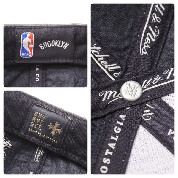 JUST DON BARNEYS NEW YORK Triple Name Collaboration Snapback Cap Leather Black Good Condition Used 48130