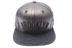 JUST DON BARNEYS NEW YORK Triple Name Collaboration Snapback Cap Leather Black Good Condition Used 48130