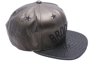 JUST DON BARNEYS NEW YORK Triple Name Collaboration Snapback Cap Leather Black Good Condition Used 48130