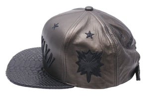 JUST DON BARNEYS NEW YORK Triple Name Collaboration Snapback Cap Leather Black Good Condition Used 48130
