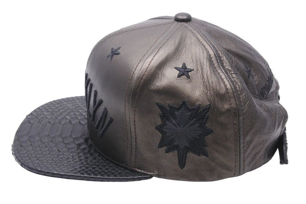 JUST DON BARNEYS NEW YORK Triple Name Collaboration Snapback Cap Leather Black Good Condition Used 48130