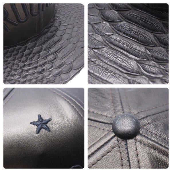 JUST DON BARNEYS NEW YORK Triple Name Collaboration Snapback Cap Leather Black Good Condition Used 48130