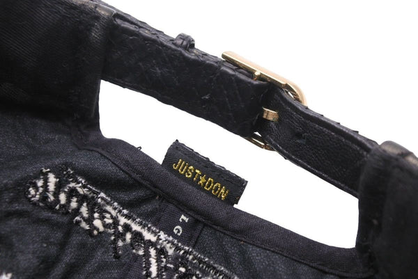 JUST DON BARNEYS NEW YORK Triple Name Collaboration Snapback Cap Leather Black Good Condition Used 48130
