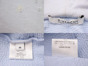 Givenchy ジバンシー デストロイ クラッシュ ロゴ パーカー 水色 ブルー ダメージ トップス BM703A3Y0S サイズM 中古 48177