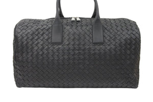 BOTTEGAVENETA ボッテガヴェネタ ボストンバッグ シルバー 編み込み ラムスキン ショルダーストラップ付き ブラック 新品 48264