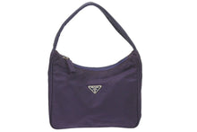 画像をギャラリービューアに読み込む, PRADA プラダ ホーボー ナイロン ハンドバッグ パープル 紫 MV519 ミニバッグ 三角ロゴ金具 プレート 美品 中古 48272