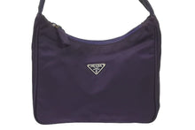 画像をギャラリービューアに読み込む, PRADA プラダ ホーボー ナイロン ハンドバッグ パープル 紫 MV519 ミニバッグ 三角ロゴ金具 プレート 美品 中古 48272