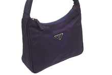 画像をギャラリービューアに読み込む, PRADA プラダ ホーボー ナイロン ハンドバッグ パープル 紫 MV519 ミニバッグ 三角ロゴ金具 プレート 美品 中古 48272