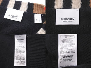 極美品 BURBERRY バーバリー カシミヤ セーター ヴィンテージチェック ブラック ベージュ トップス 8023461 サイズXXL 中古 48295