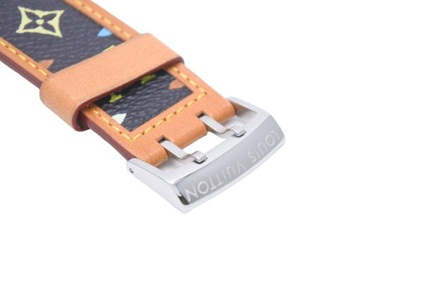 極美品 LOUIS VUITTON ルイ ヴィトン 腕時計 替えベルト タンブール マルチカラー ジュニュインレザー Q1211 ブラック 中古 48301