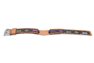 極美品 LOUIS VUITTON ルイ ヴィトン 腕時計 替えベルト タンブール マルチカラー ジュニュインレザー Q1211 ブラック 中古 48301