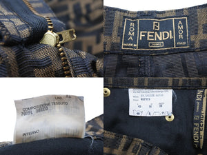 極美品 FENDI フェンディ ズッカ柄 スカート ブラウン ロゴ ミニスカート タイトスカート サイズ42 中古 48309