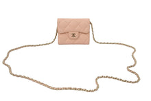 画像をギャラリービューアに読み込む, CHANEL シャネル ミニ マトラッセ チェーンショルダー コインケース ラムスキン ピンク ココマーク 31番台 財布 美品 中古 48416