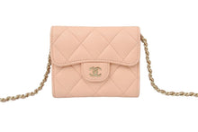 画像をギャラリービューアに読み込む, CHANEL シャネル ミニ マトラッセ チェーンショルダー コインケース ラムスキン ピンク ココマーク 31番台 財布 美品 中古 48416