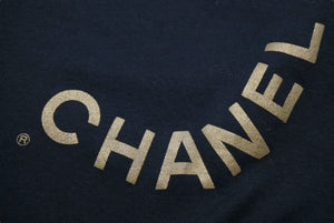 CHANEL Short Sleeve T-shirt Brand Logo 16SS Cotton Black Gold 35/137 M Good Condition Used 48513