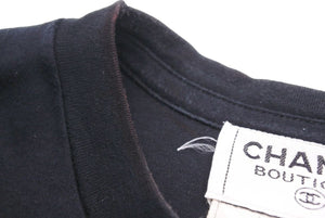 CHANEL Short Sleeve T-shirt Brand Logo 16SS Cotton Black Gold 35/137 M Good Condition Used 48513
