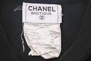 CHANEL Short Sleeve T-shirt Brand Logo 16SS Cotton Black Gold 35/137 M Good Condition Used 48513