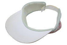 画像をギャラリービューアに読み込む, CHANEL シャネル サンバイザー 花柄 ポリエステル ナイロン ホワイト レッド マジックテープ 調整可 美品 中古 48539