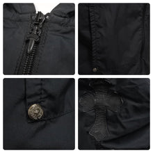 Load image into Gallery viewer, CHROME HEARTS クロムハーツ パーカー クロスパッチ ダガージップ コットン ラムレザー ブラック サイズM 美品 中古 48582