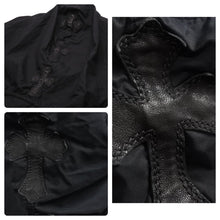Load image into Gallery viewer, CHROME HEARTS クロムハーツ パーカー クロスパッチ ダガージップ コットン ラムレザー ブラック サイズM 美品 中古 48582