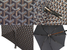 Load image into Gallery viewer, Goyard ゴヤール 傘 アンブレラ ヘリンボーン柄 レイングッズ ポリエステル ブラック シルバー金具 美品 中古 48601