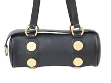 Load image into Gallery viewer, CHANEL シャネル ココマーク 筒型ショルダーバッグ ミニボストンバッグ ドラム型 6番台 ラムスキン ブラック ゴールド金具 美品
