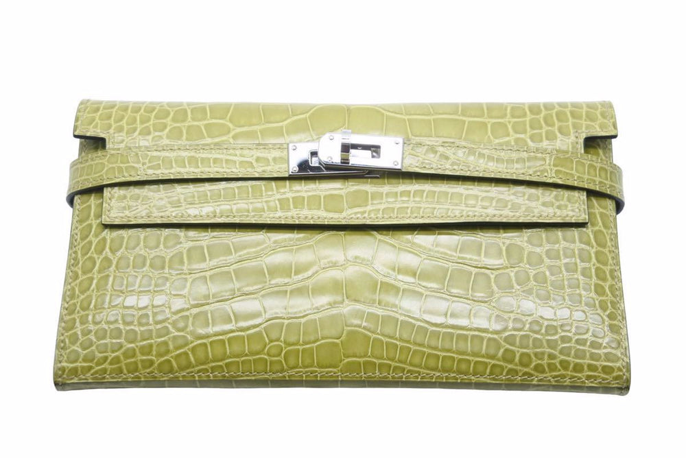 極美品 エルメス HERMES 三つ折り財布 ケリーウォレット アニスグリーン □L 中古 48924