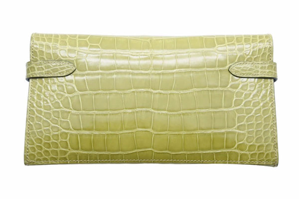 極美品 エルメス HERMES 三つ折り財布 ケリーウォレット アニスグリーン □L 中古 48924