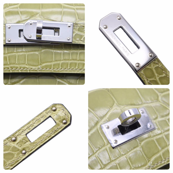 極美品 エルメス HERMES 三つ折り財布 ケリーウォレット アニスグリーン □L 中古 48924