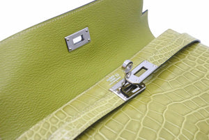 極美品 エルメス HERMES 三つ折り財布 ケリーウォレット アニスグリーン □L 中古 48924