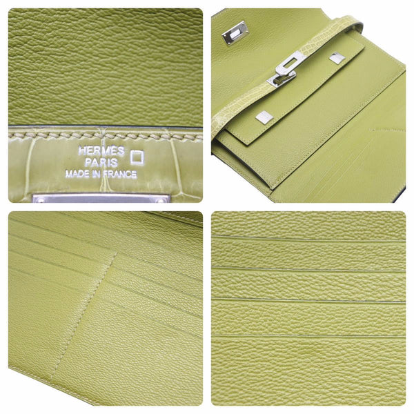 極美品 エルメス HERMES 三つ折り財布 ケリーウォレット アニスグリーン □L 中古 48924