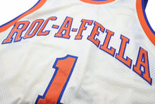 画像をギャラリービューアに読み込む, MITCHELL&amp;NESS ミッチェルアンドネス タンクトップ 1996-2003 JAY-Z ROCAFELLA アイボリー オレンジ ブルー 54 美品 中古 49011