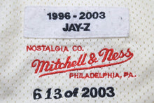 画像をギャラリービューアに読み込む, MITCHELL&amp;NESS ミッチェルアンドネス タンクトップ 1996-2003 JAY-Z ROCAFELLA アイボリー オレンジ ブルー 54 美品 中古 49011