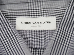 Dries Van Noten ドリスヴァンノッテン ノースリーブシャツ チェックシャツ トップス コットン グレー ブラック 46 美品 中古 49135