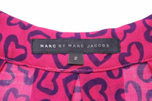 画像をギャラリービューアに読み込む, MARC JACOBS マークジェイコブス 半袖Ｔシャツ ハート柄 ナイロン ポリエステル ピンク ネイビー サイズ2 美品 中古 49214