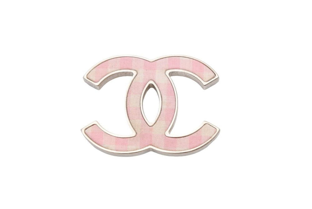 CHANEL CHANEL brooch here mark brooch pink check metal gold B11C engraved good condition used 49253