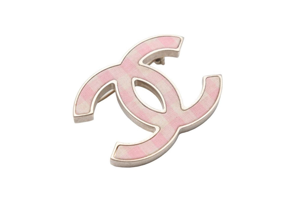 CHANEL CHANEL brooch here mark brooch pink check metal gold B11C engraved good condition used 49253