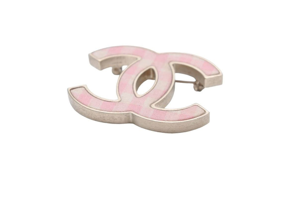 CHANEL CHANEL brooch here mark brooch pink check metal gold B11C engraved good condition used 49253