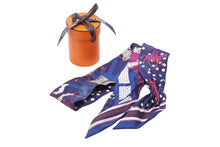 Load image into Gallery viewer, HERMES エルメス スカーフ ツイリー ドット 総柄 シルク 絹 ヴィオレ ブルーマリン ホワイト レディース 良品 中古 49384