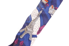 Load image into Gallery viewer, HERMES エルメス スカーフ ツイリー ドット 総柄 シルク 絹 ヴィオレ ブルーマリン ホワイト レディース 良品 中古 49384